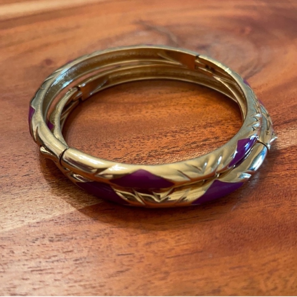 Cache Gold Bangles with Purple Highlights - Picture 6 of 10